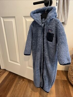 Patagonia Blue Plush Hooded Fleece One-Piece